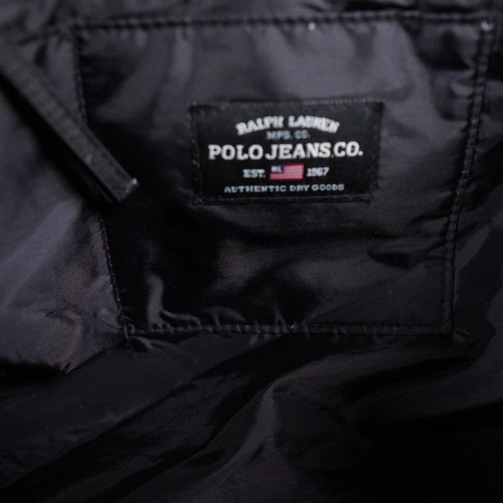 Polo Jeans Co Ralph Lauren Duffel Bag Men Large Black Nylon Logo Travel Bag Y2K